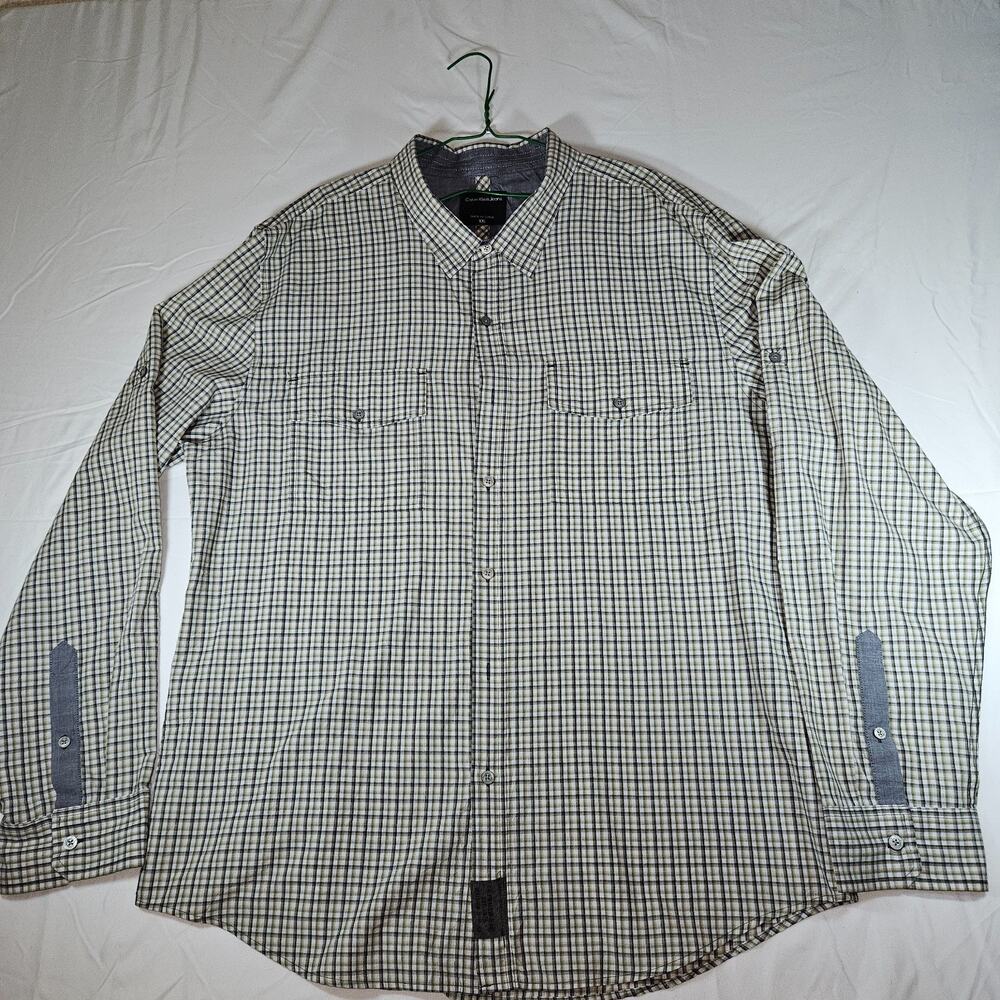 : Calvin Klein Jeans Green Plaid Button Up Shirt XXL